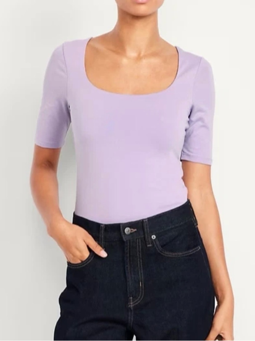 Old Navy Double-Layer Elbow-Sleeve Scoop-Neck T-Shirt, Small, Spring Wisteria